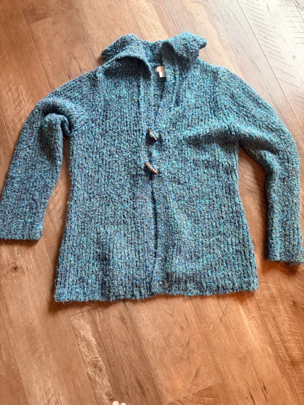 Christopher & Banks Teal-Blue Toggle Knit Cardigan